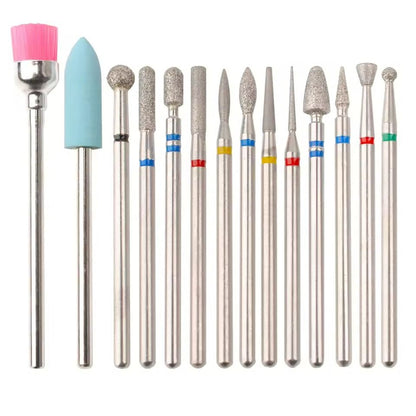 Nail Drill Bit Set 14 Piece Manicure Pedicure Polishing Tools 3