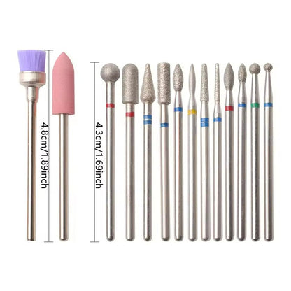 Nail Drill Bit Set 14 Piece Manicure Pedicure Polishing Tools 4