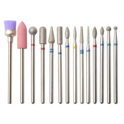 Nail Drill Bit Set 14 Piece Manicure Pedicure Polishing Tools 6