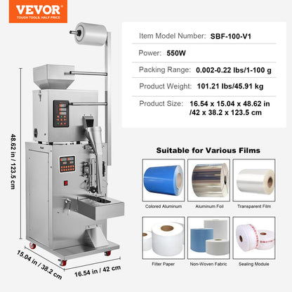 Automatic Particle Packaging Machine for Powder Sachet Weighting, Filling & Packing, Ideal for Tea, Seeds, Beans & Rice