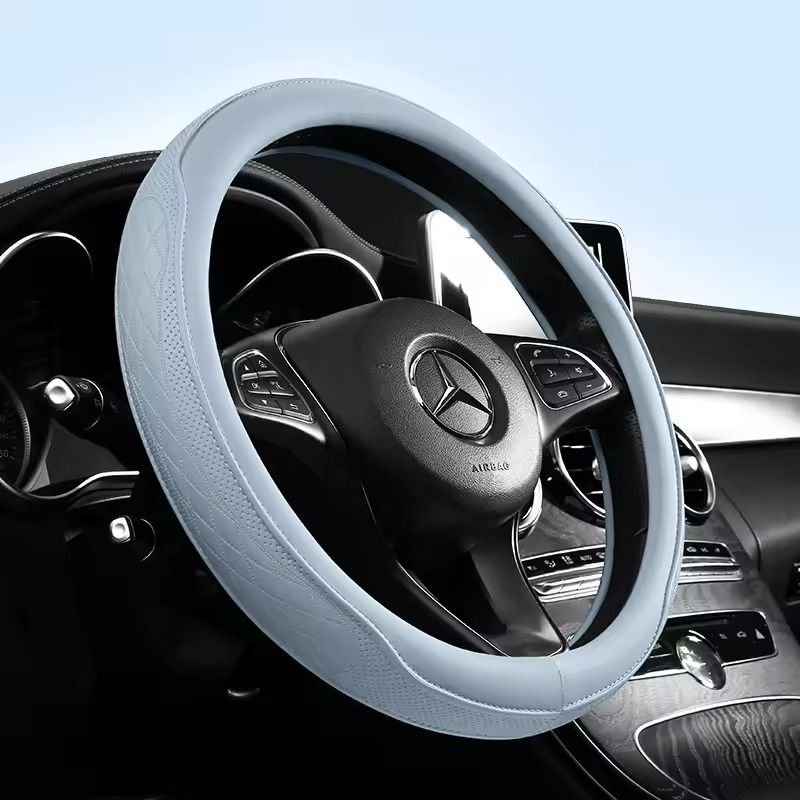 Napa Leather Perforated Steering Wheel Cover Non Slip Breathable 15 Inch 1