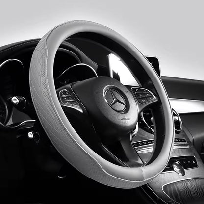 Napa Leather Perforated Steering Wheel Cover Non Slip Breathable 15 Inch 4