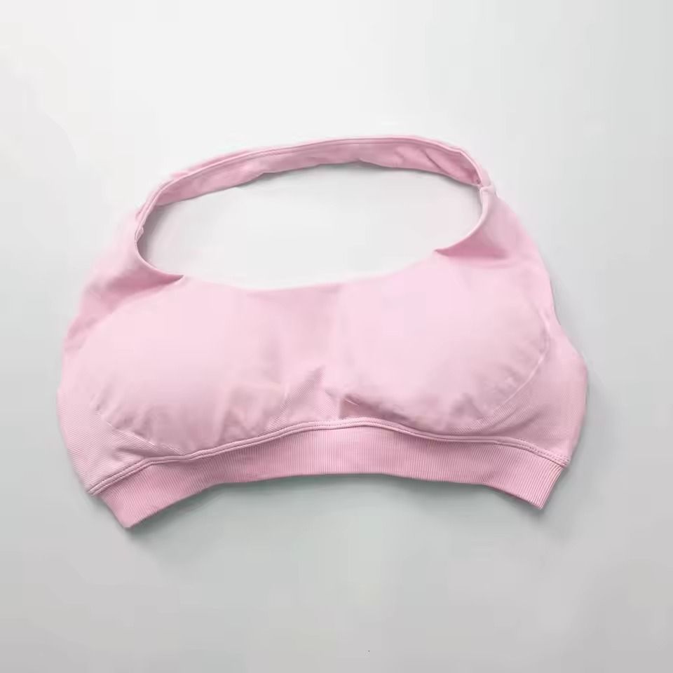 Seamless Push Up Sports Bra Halter Top Open Back High Support Yoga Bra 9