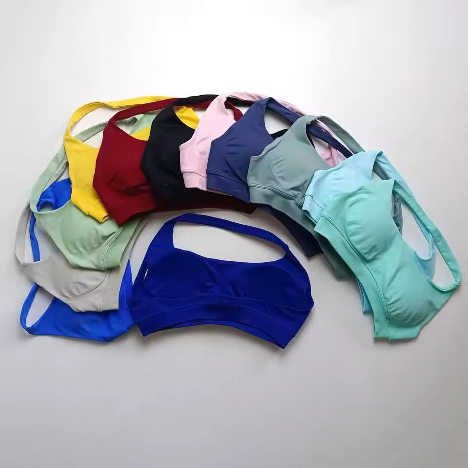 Seamless Push Up Sports Bra Halter Top Open Back High Support Yoga Bra 2