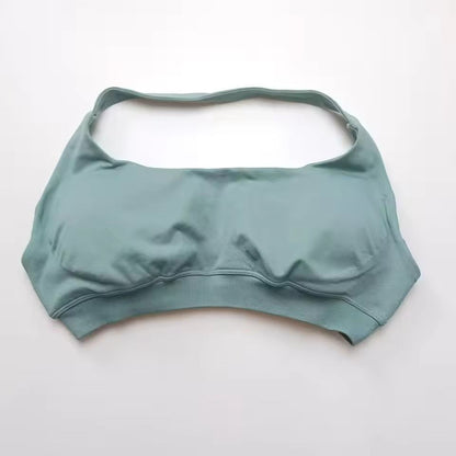 Seamless Push Up Sports Bra Halter Top Open Back High Support Yoga Bra 12
