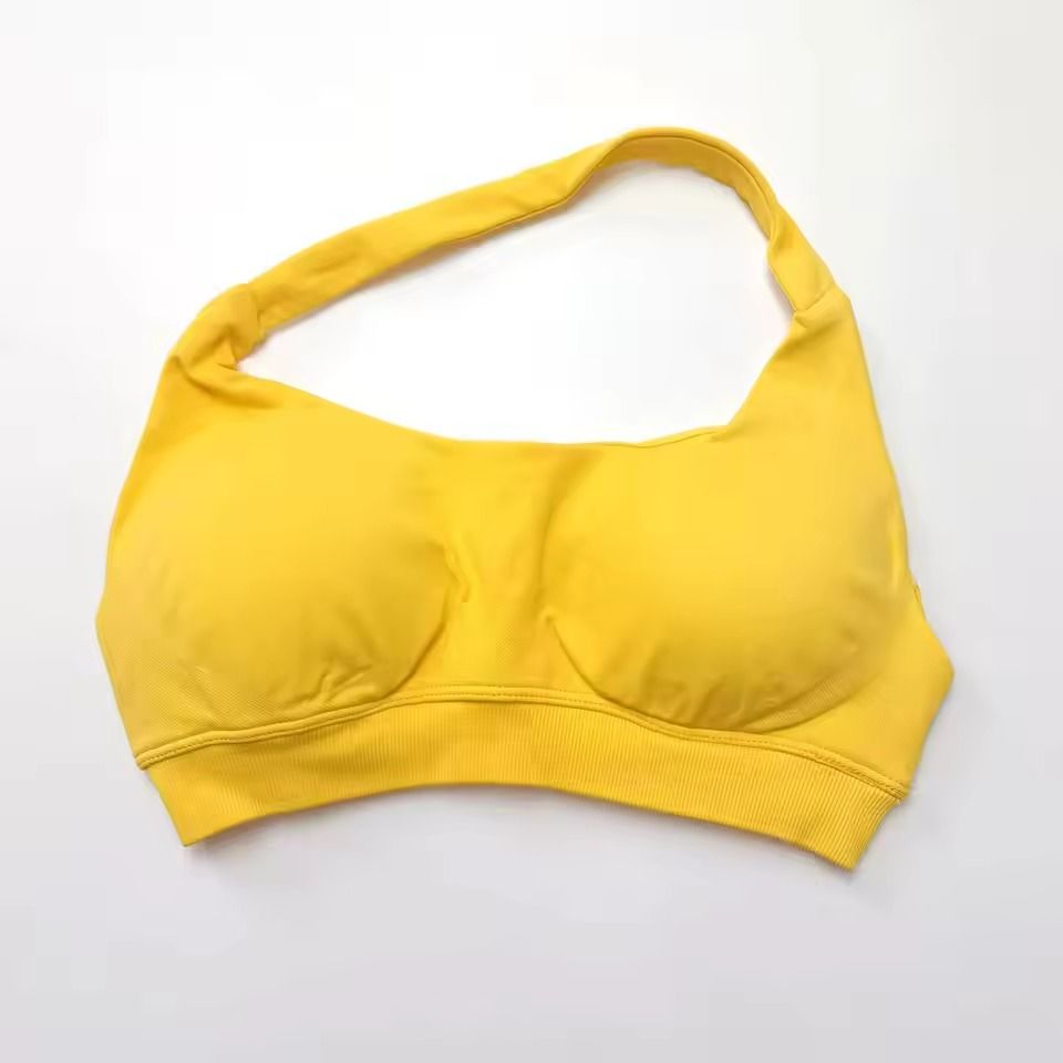 Seamless Push Up Sports Bra Halter Top Open Back High Support Yoga Bra 13