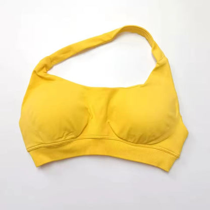 Seamless Push Up Sports Bra Halter Top Open Back High Support Yoga Bra 13