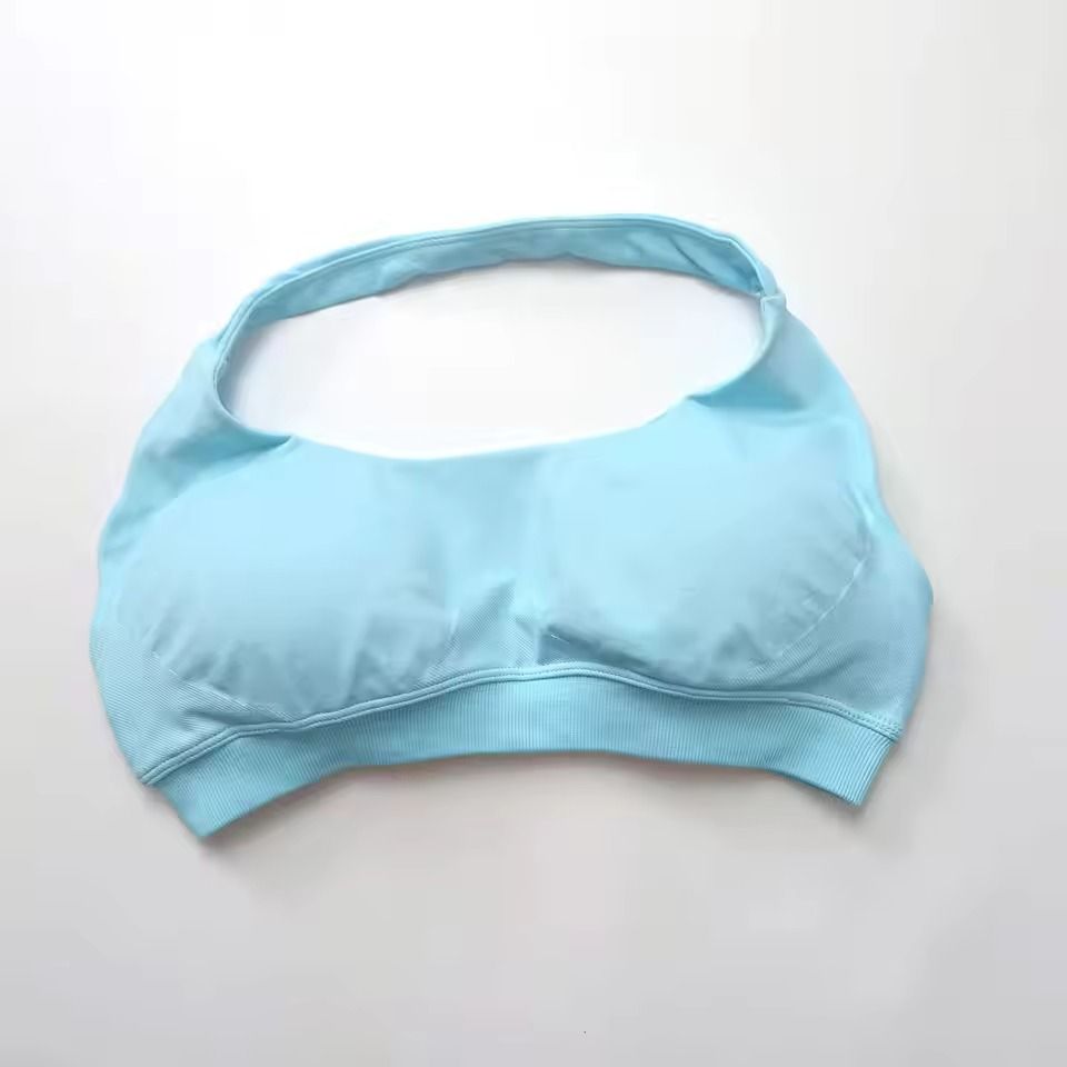 Seamless Push Up Sports Bra Halter Top Open Back High Support Yoga Bra 14