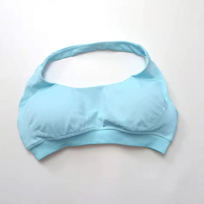 Seamless Push Up Sports Bra Halter Top Open Back High Support Yoga Bra 14
