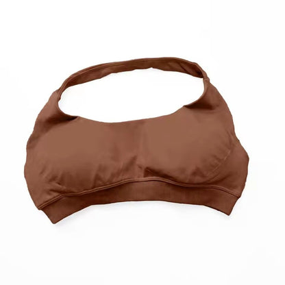 Seamless Push Up Sports Bra Halter Top Open Back High Support Yoga Bra 29