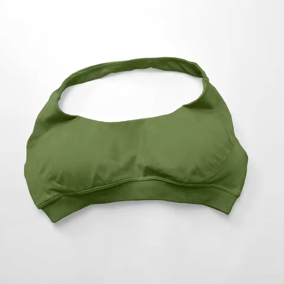 Seamless Push Up Sports Bra Halter Top Open Back High Support Yoga Bra 23