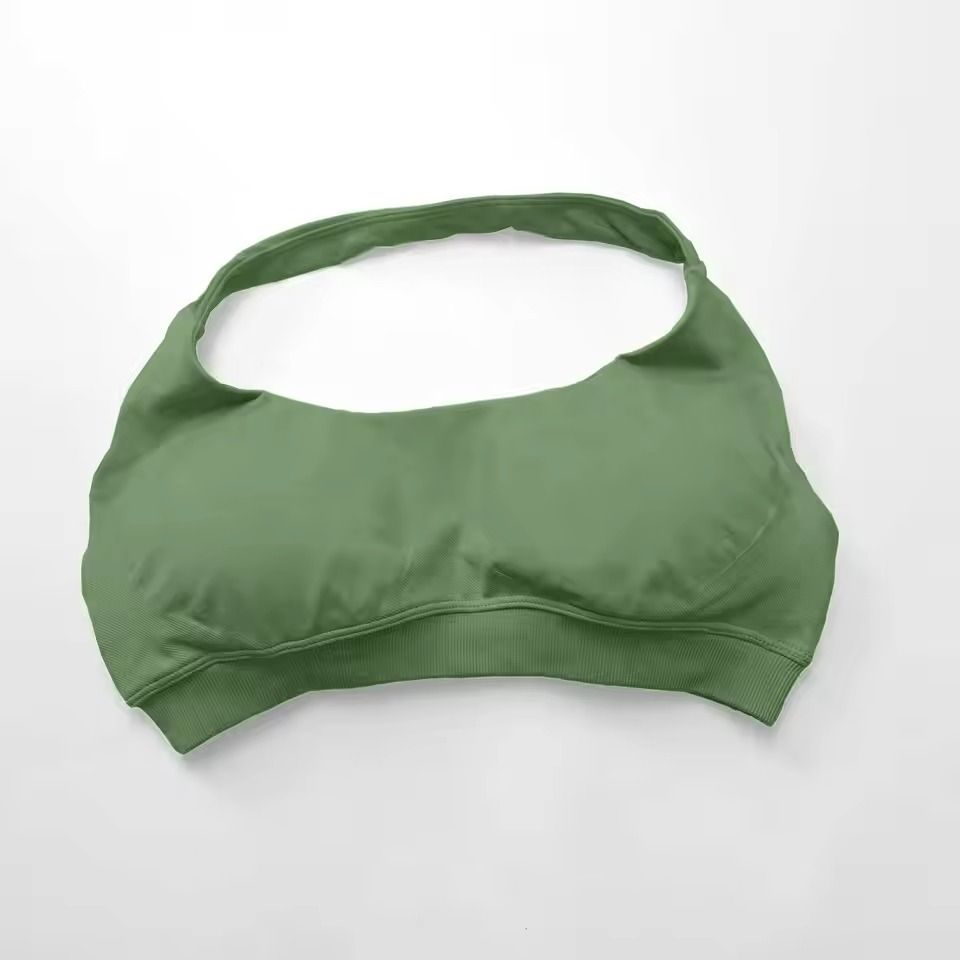 Seamless Push Up Sports Bra Halter Top Open Back High Support Yoga Bra 24