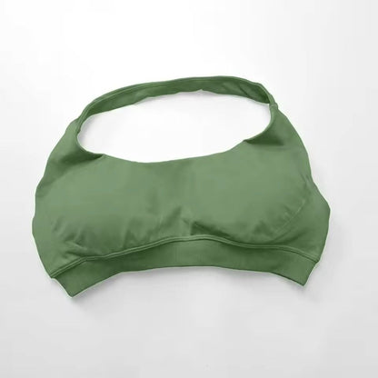Seamless Push Up Sports Bra Halter Top Open Back High Support Yoga Bra 24
