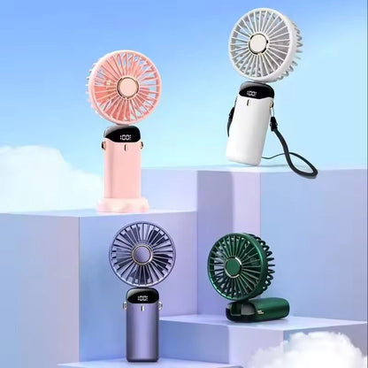 Rechargeable Foldable Mini Fan With LED Display And Adjustable Speeds 2