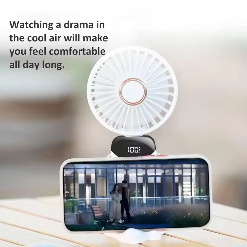 Rechargeable Foldable Mini Fan With LED Display And Adjustable Speeds 3
