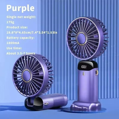 Rechargeable Foldable Mini Fan With LED Display And Adjustable Speeds 8