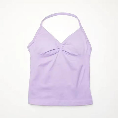 Longline Strappy Sports Yoga Tank Top Open Back Fitness Halter Bra 10