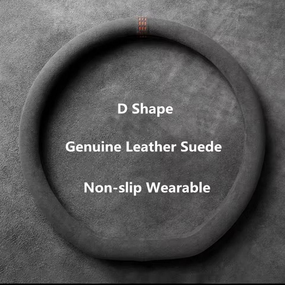 Universal Cowhide Suede Steering Wheel Cover For 3738cm Car Wheels 3