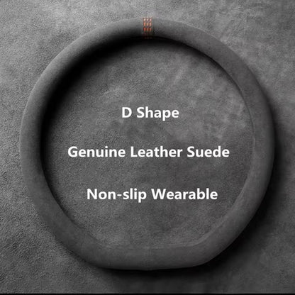 Universal Cowhide Suede Steering Wheel Cover For 3738cm Car Wheels 3