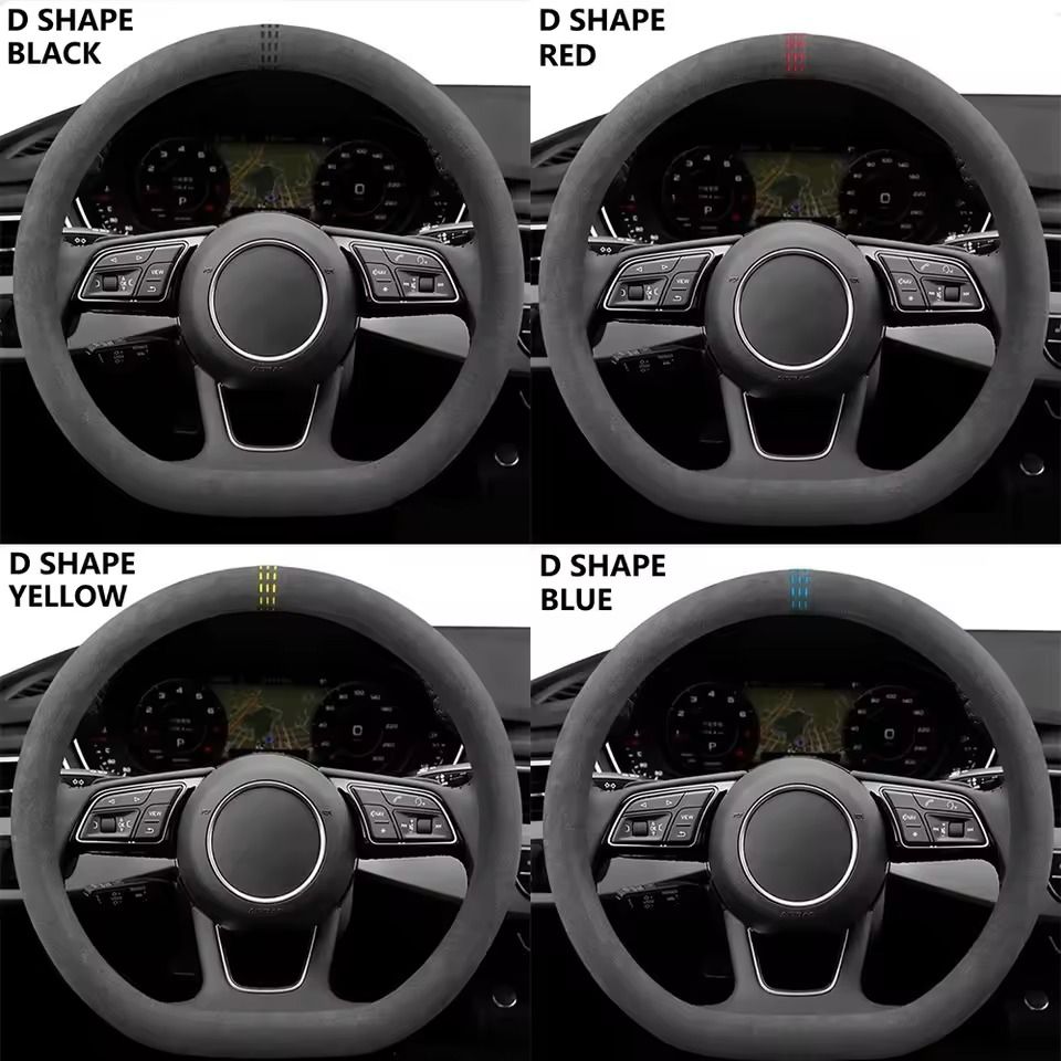 Universal Cowhide Suede Steering Wheel Cover For 3738cm Car Wheels 5