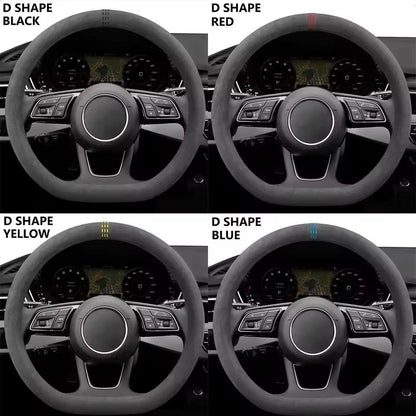 Universal Cowhide Suede Steering Wheel Cover For 3738cm Car Wheels 5