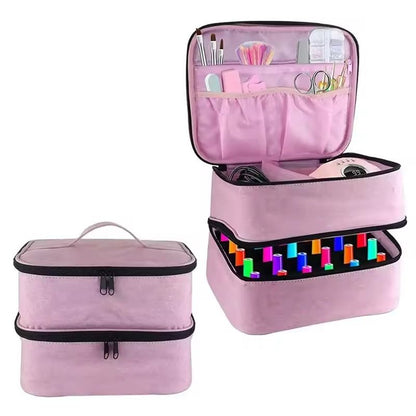 Portable Double Layer Nail Polish Storage Bag 30 Compartment Organizer 9