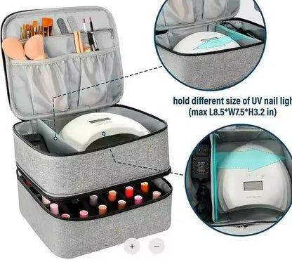 Portable Double Layer Nail Polish Storage Bag 30 Compartment Organizer 10