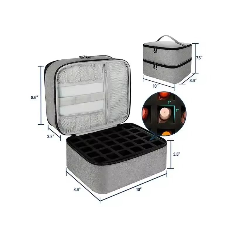 Portable Double Layer Nail Polish Storage Bag 30 Compartment Organizer 4