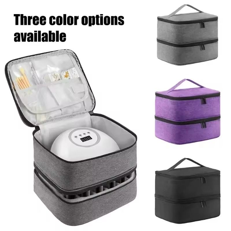 Portable Double Layer Nail Polish Storage Bag 30 Compartment Organizer 5