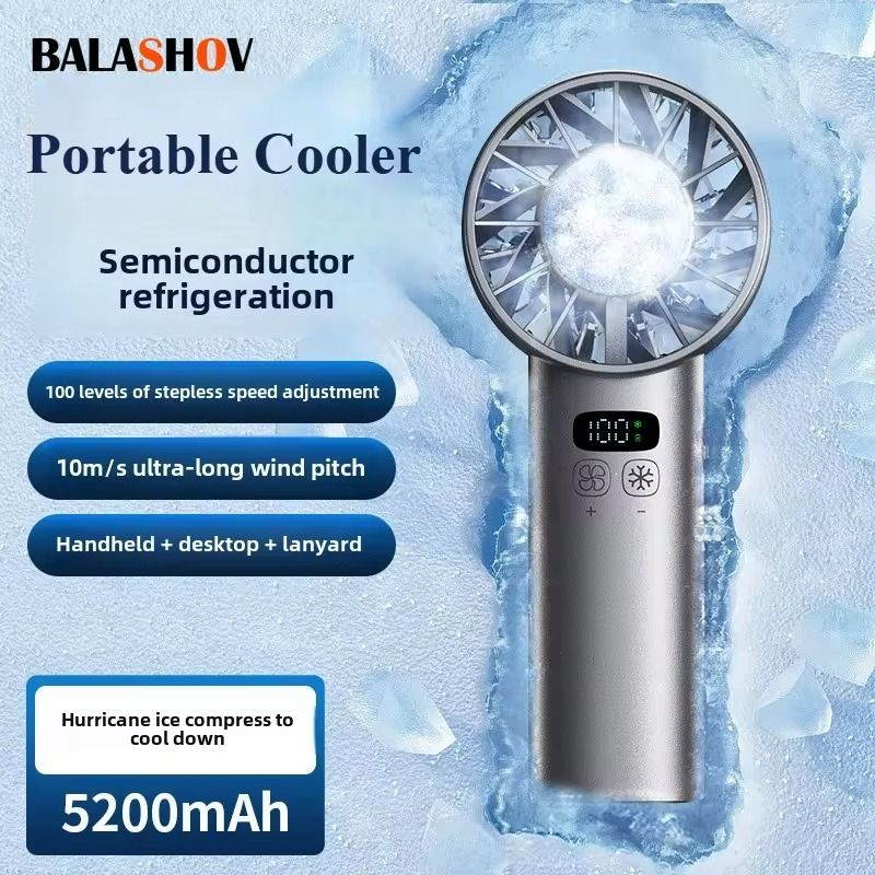 Ice Compress High Speed Cooling Fan USB Rechargeable Mini Handheld Fan