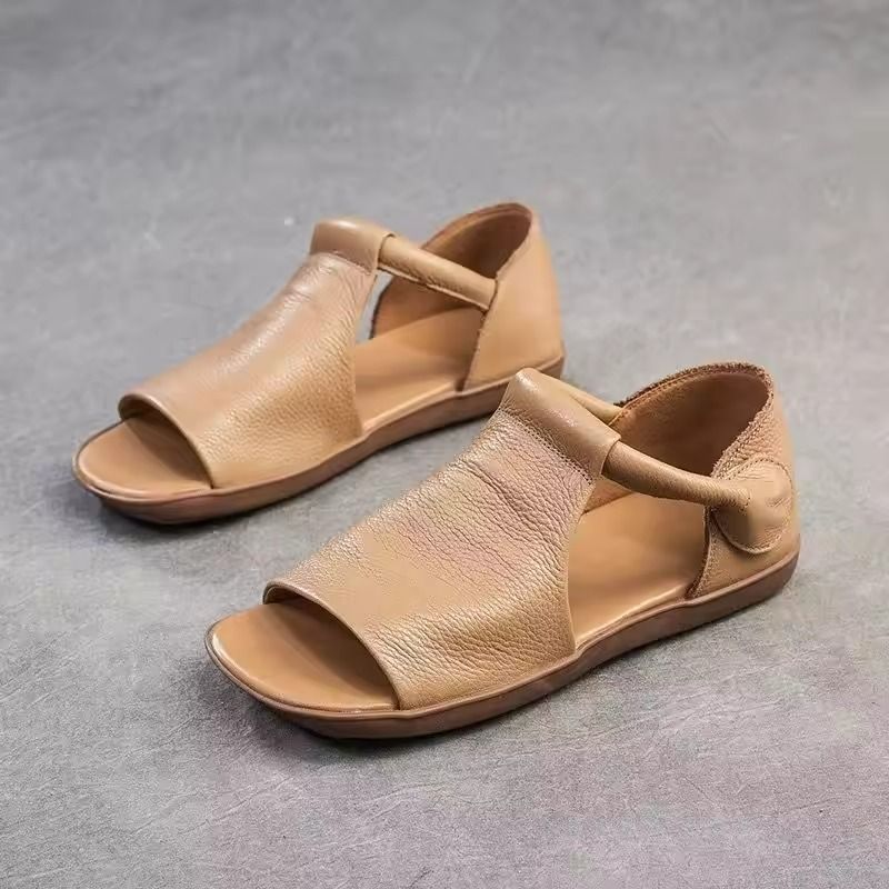 Women Open Toe Flat Sandals With Cross Strap And Adjustable Ankle Strap 1