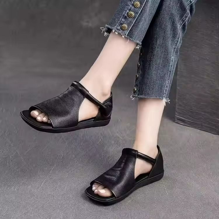 Women Open Toe Flat Sandals With Cross Strap And Adjustable Ankle Strap 6