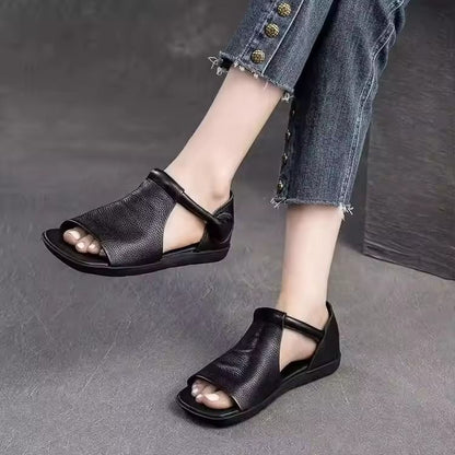 Women Open Toe Flat Sandals With Cross Strap And Adjustable Ankle Strap 6
