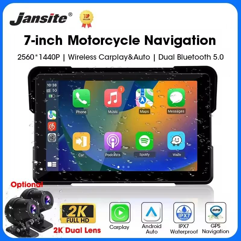 Motorcycle CarPlay Android Auto DVR Navigation Display Waterproof Monitor