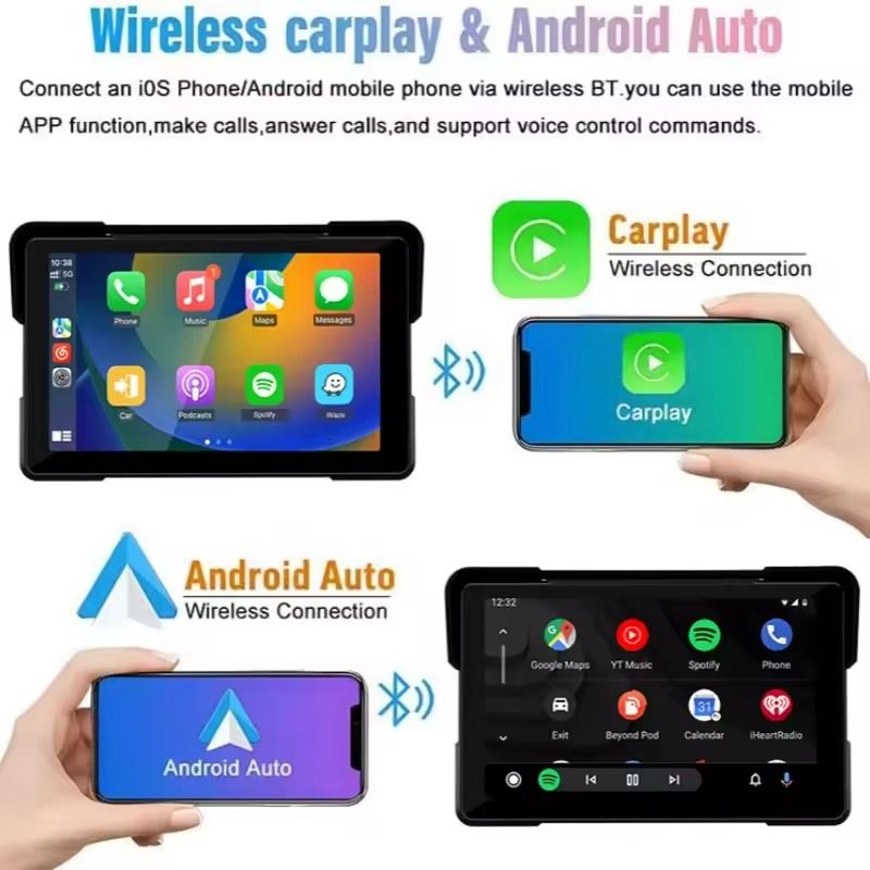 Motorcycle CarPlay Android Auto DVR Navigation Display Waterproof Monitor 1