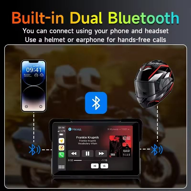 Motorcycle CarPlay Android Auto DVR Navigation Display Waterproof Monitor 3