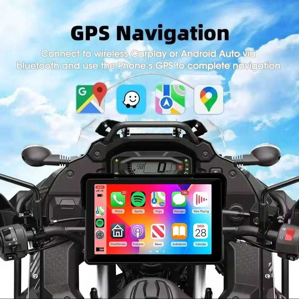 Motorcycle CarPlay Android Auto DVR Navigation Display Waterproof Monitor 4