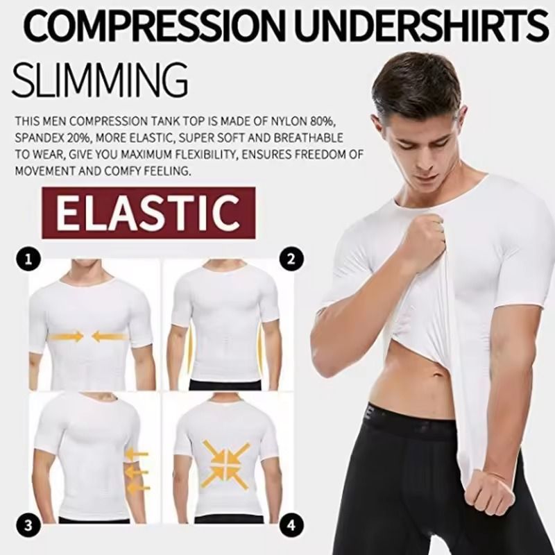 SculptFit Mens Compression Undershirt Slimming Shapewear For Gynecomastia  Tummy Control 3