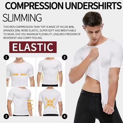 SculptFit Mens Compression Undershirt Slimming Shapewear For Gynecomastia  Tummy Control 3