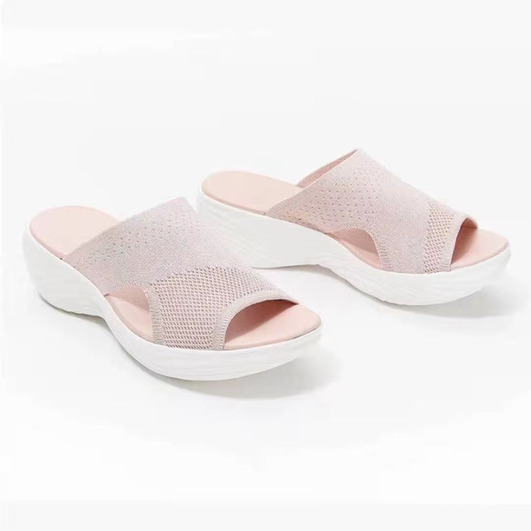 Women Lightweight Slip On Sandals With Low Heels  Elastic Summer Shoes For Casual Comfort 2