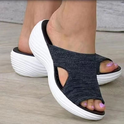 Women Lightweight Slip On Sandals With Low Heels  Elastic Summer Shoes For Casual Comfort 4