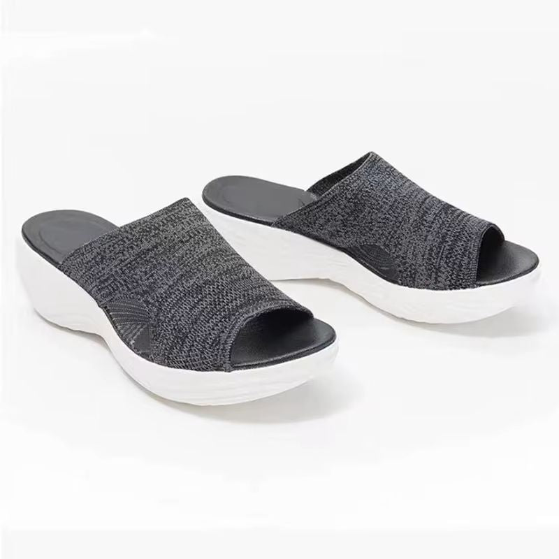 Women Lightweight Slip On Sandals with Low Heels – Elastic Summer Shoes for Casual Comfort