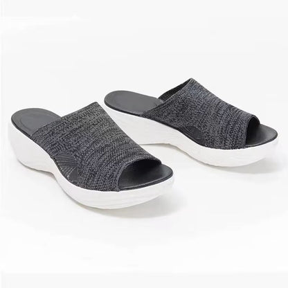 Women Lightweight Slip On Sandals with Low Heels – Elastic Summer Shoes for Casual Comfort