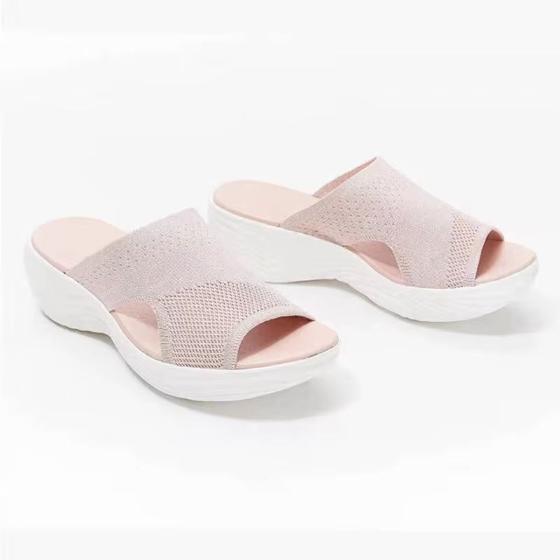 Women Lightweight Slip On Sandals With Low Heels  Elastic Summer Shoes For Casual Comfort 8