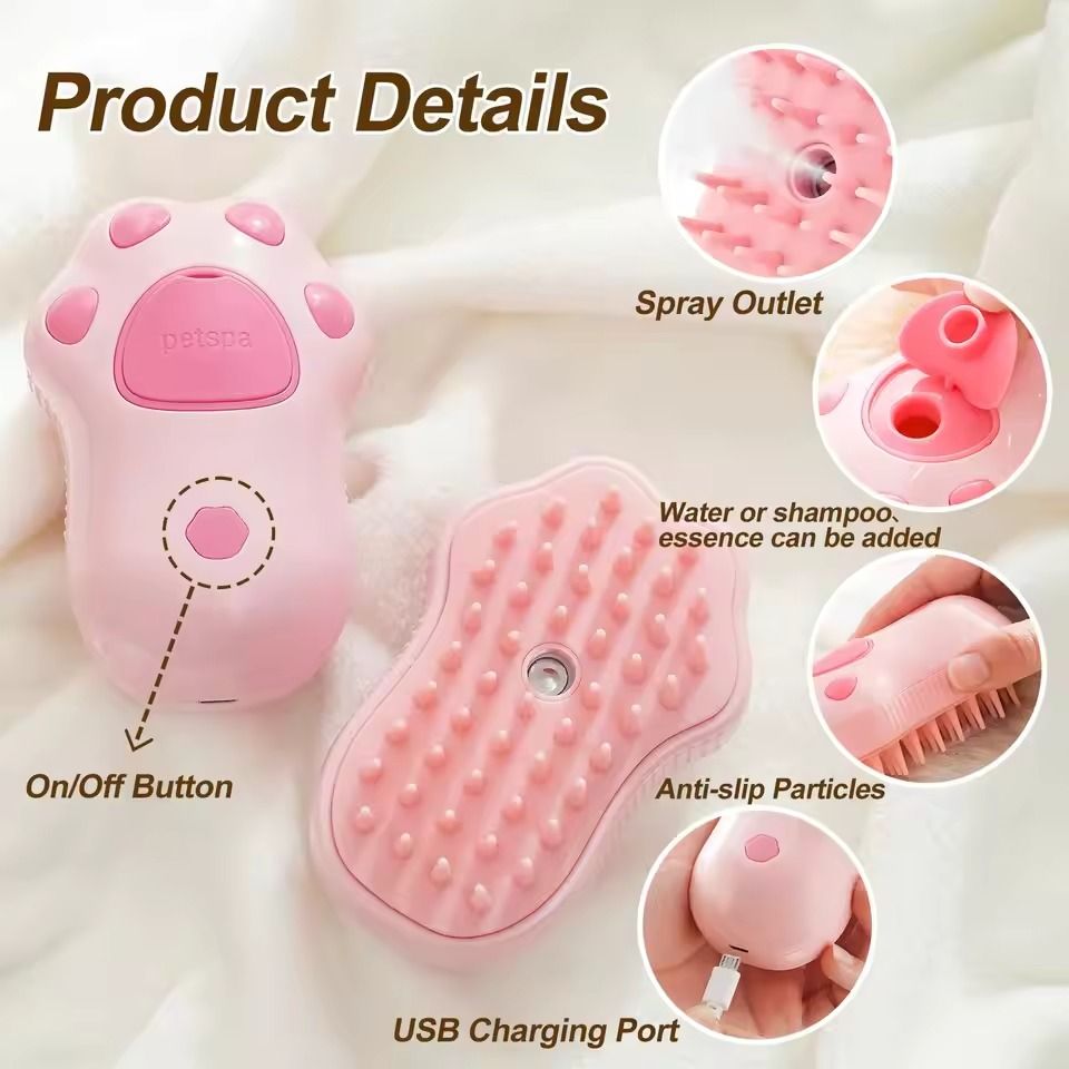 Three In One Pet Grooming Brush With Steam Function For Cats And Dogs 5