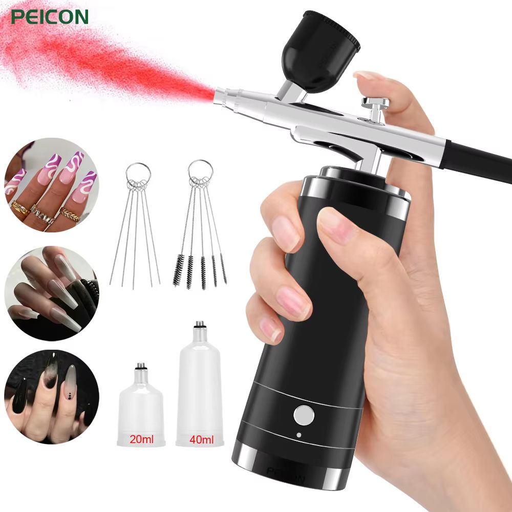 Mini Portable Airbrush Kit with Compressor – Handheld Nail Art and Cake Decorating Sprayer Gun