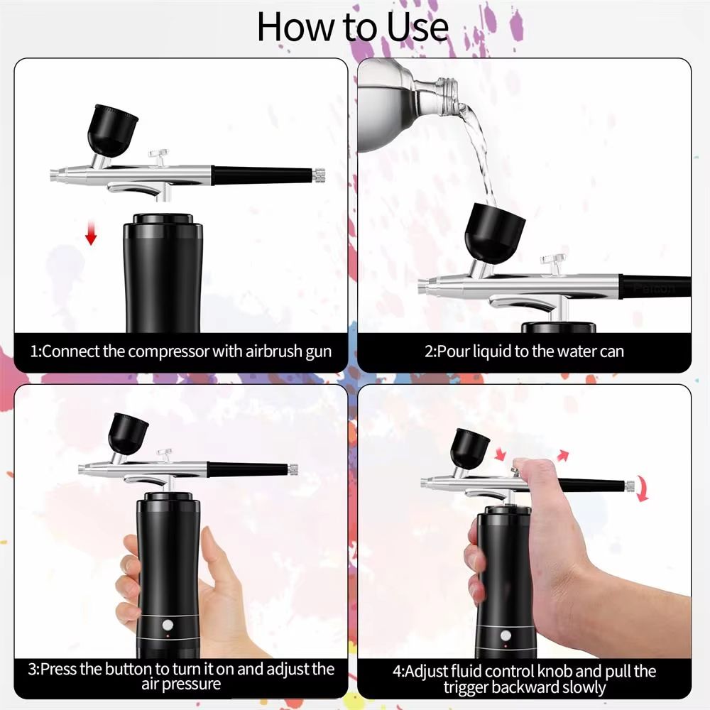 Mini Portable Airbrush Kit With Compressor  Handheld Nail Art And Cake Decorating Sprayer Gun 2