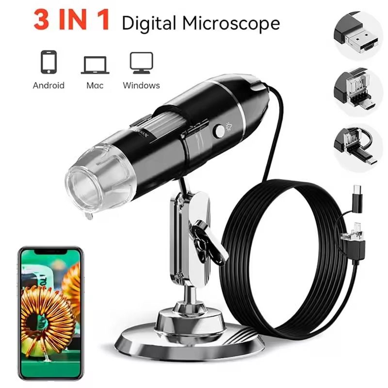 Digital Microscope Camera with LED Magnifier and USB Type C Connection