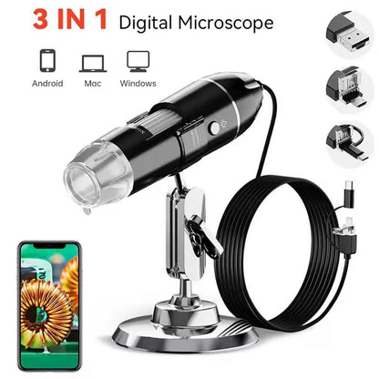 Digital Microscope Camera with LED Magnifier and USB Type C Connection