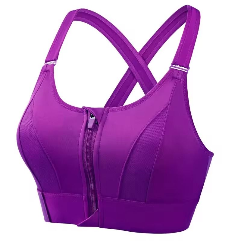 Front Zipper Sports Bra With Adjustable Straps And Shockproof Support For Women 10